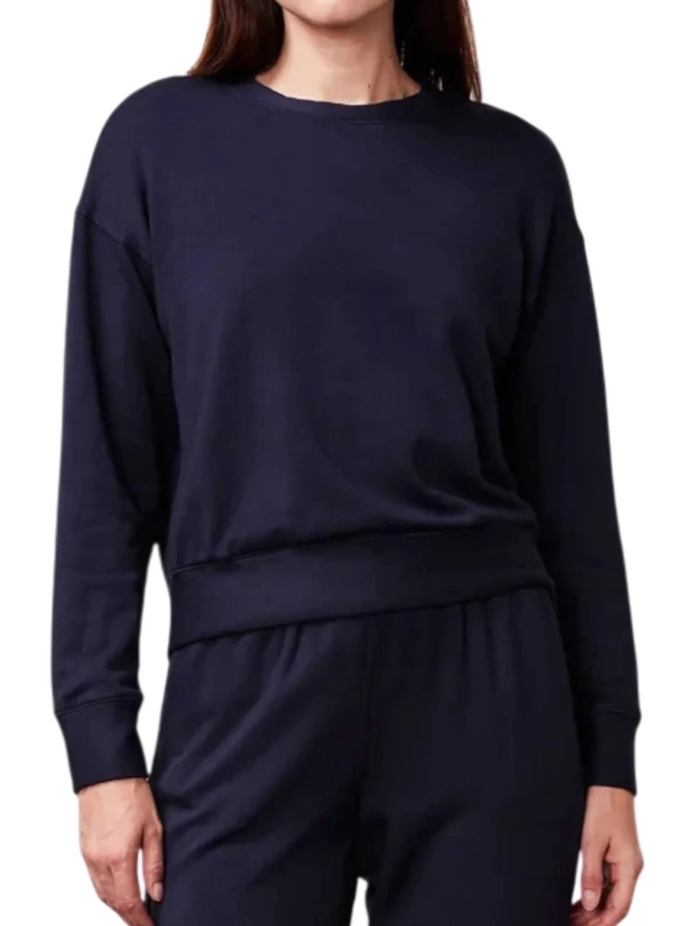 Stateside - Softest Fleece Crewneck Pullover Sweatshirt Navy Small